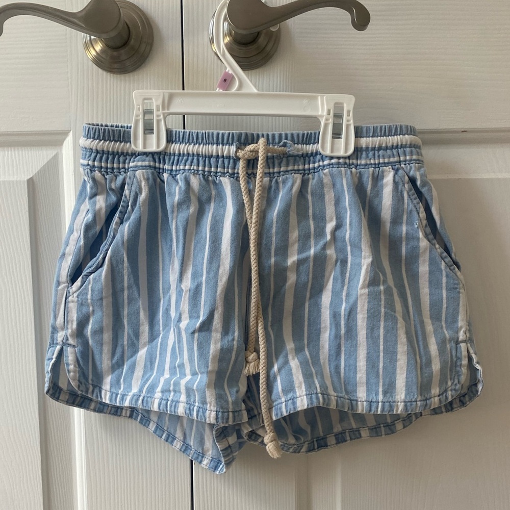Aerie striped blue and white xxs shorts with drawstrings